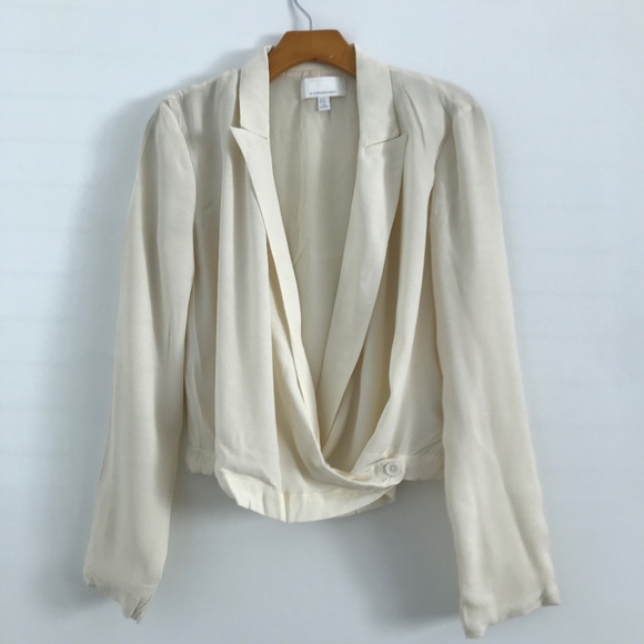Anthropologie Blouse Collared Open Front Long Sleeve 4 - Picture 1 of 10